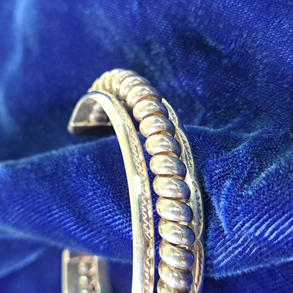 Sterling Silver Twisted Coil Cuff Bracelet Stamped Sterling - Picture 5 of 13